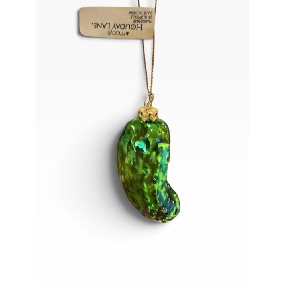 Macy’s Christmas Holiday Lane glass pickle ornament